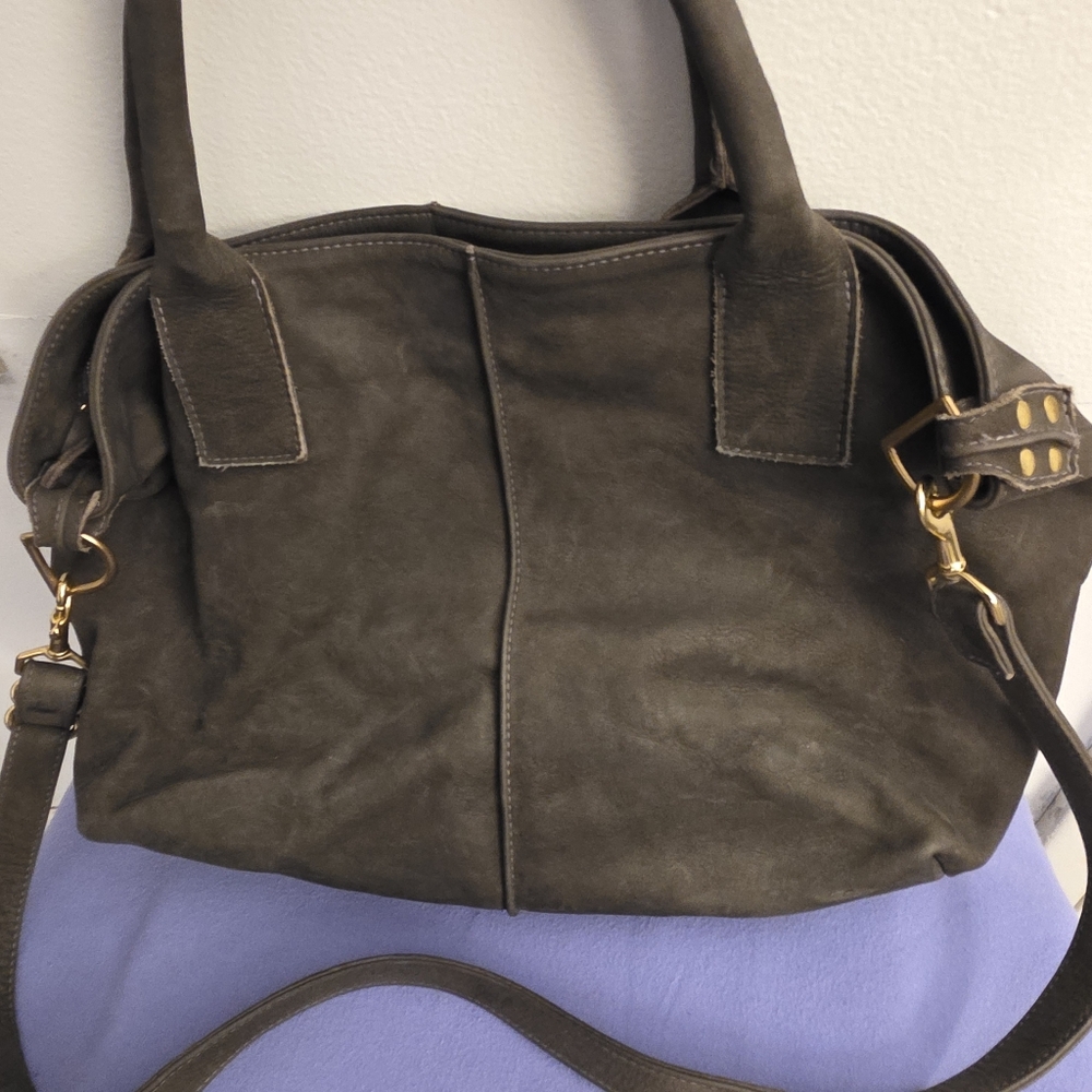 Ceri Hoover Commuter Tote Bag Dovetail Gray Italian Soft Leather Shoulder Purse